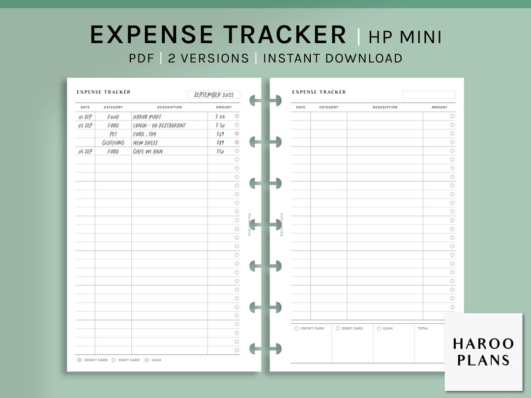 Expense Tracker | HP Mini Printable Happy Planner Inserts | Simple ...