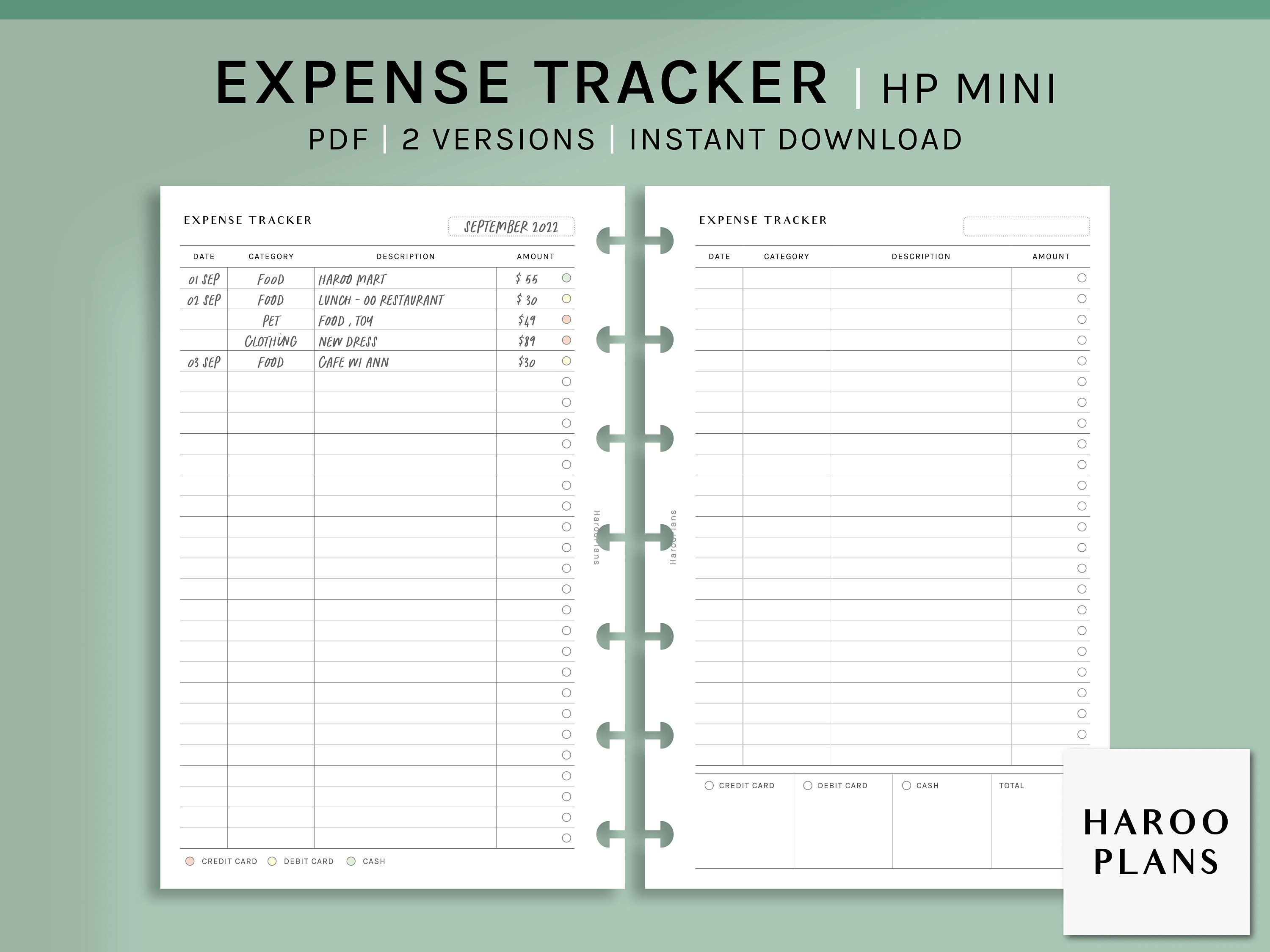 Expense Tracker | HP Mini Printable Happy Planner Inserts | Simple ...