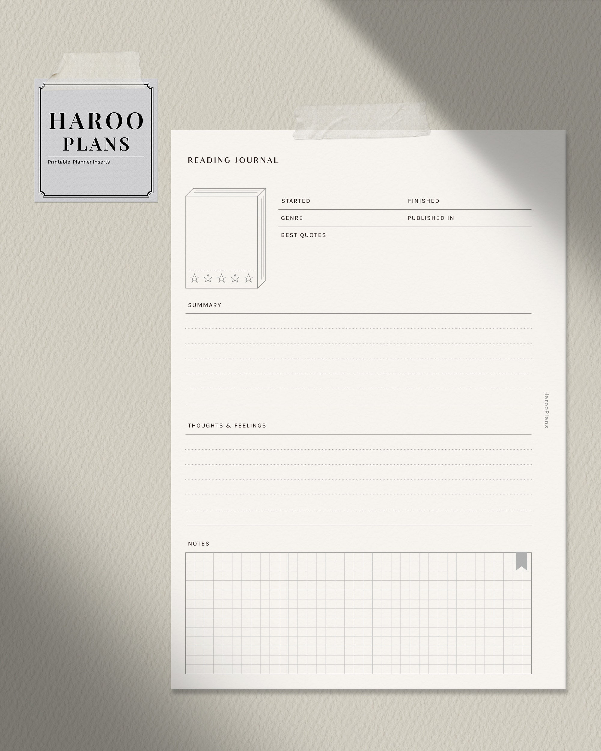 Reading Journal | A5 Printable Planner Inserts | Book Review Log ...