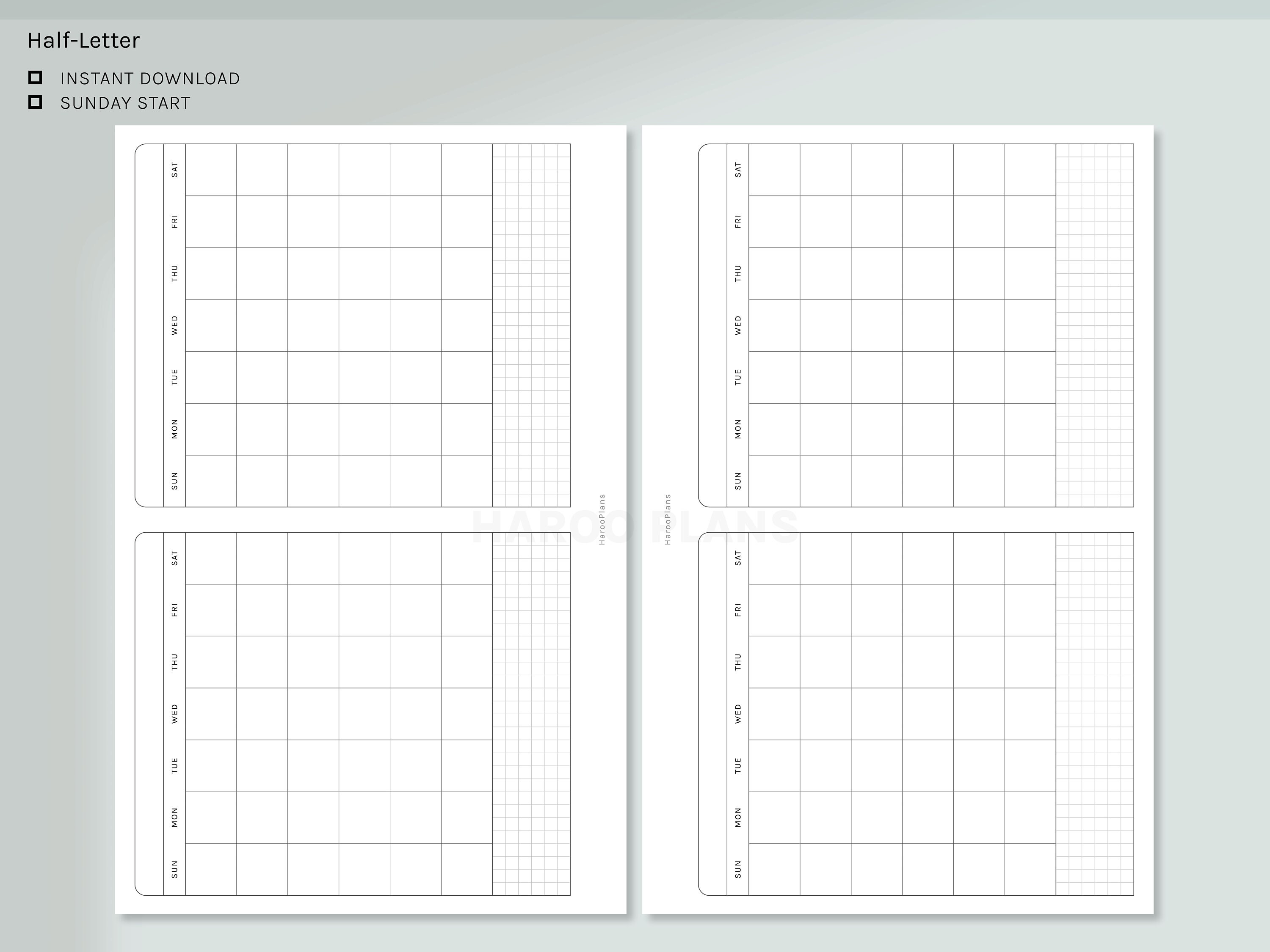 2 Month Calendar Half-letter Size Printable Planner Inserts - Etsy