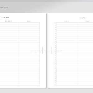 Monthly Meal Tracker | A6 Printable Planner Inserts | MO2P Diet Menu ...