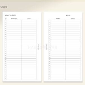 Månatlig måltidsrapportering | Personliga utskrivbara kalenderinlägg | Mall för MO2P-kostlogg | Layout för matdagbok i PDF-format | Digital nedladdning bild 2
