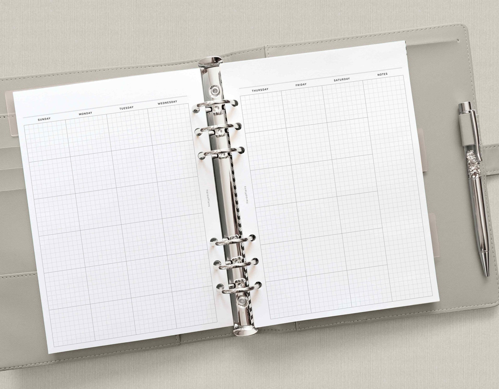 Undated Monthly | A5 Printable Planner Inserts | Grid Layout Calendar ...