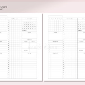 Monthly | B6 Rings Printable Planner Inserts | Month at a Glance ...