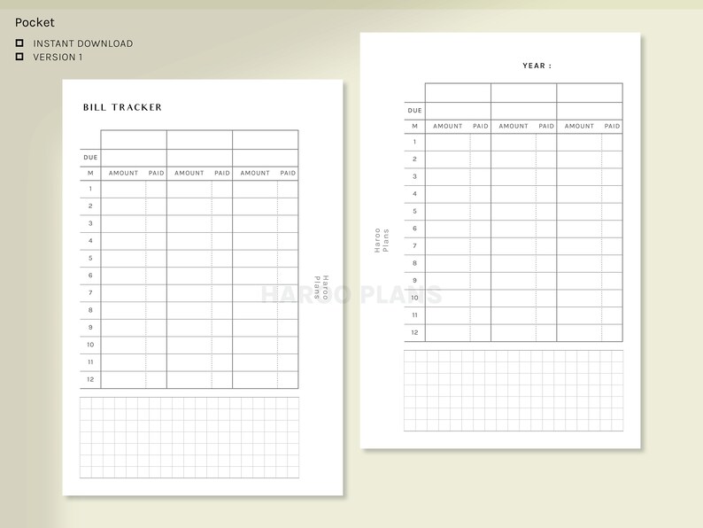 Bill Tracker Pocket Ring Printable Planner Inserts - Etsy