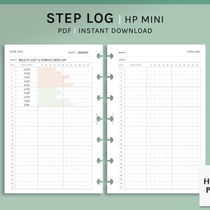 Stap log | HP Mini Printable Happy Planner inzetstukken | Health Organizer-sjabloon | Walking Tracker | Fitness Journal PDF | Digitale download