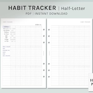 Habit Tracker | Half-Letter Printable Planner Inserts | Monthly Task Chores Log Worksheet | Goal Challenge Template |  | Digital Download