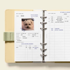 Pet Care Log | Personal size Printable Planner Inserts | Animal Profile Health Information Template | Vaccination Tracker | Digital Download image 5