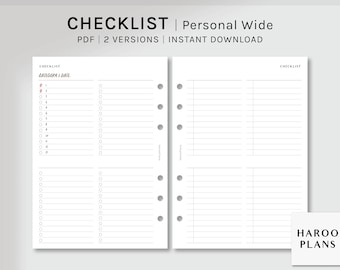 Checklisten-Blatt | Personal Wide Printable Planer Einsätze | Arbeit Aufgabe Get It Done List Vorlage | Simple To Do Layout PDF | Digitaler Download