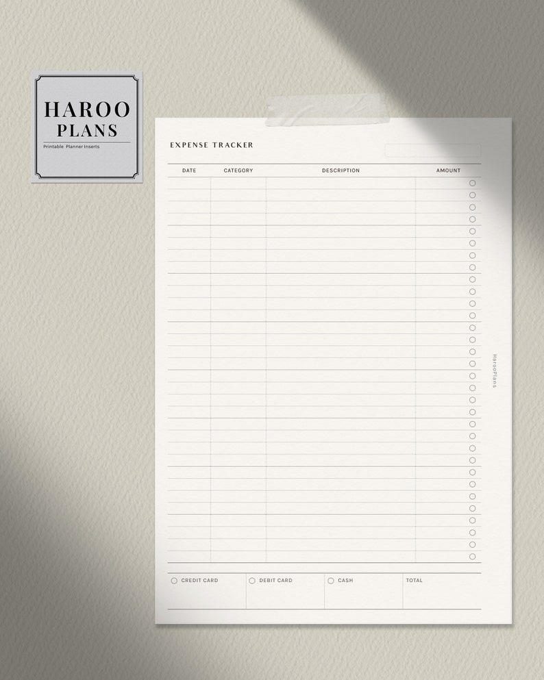 Expense Tracker Printable Inserts A5 Spending Log Template | Etsy