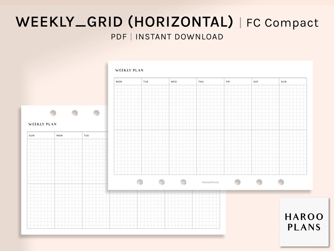 Weekly Planner FC Compact Printable Inserts Undated Organizer Template ...