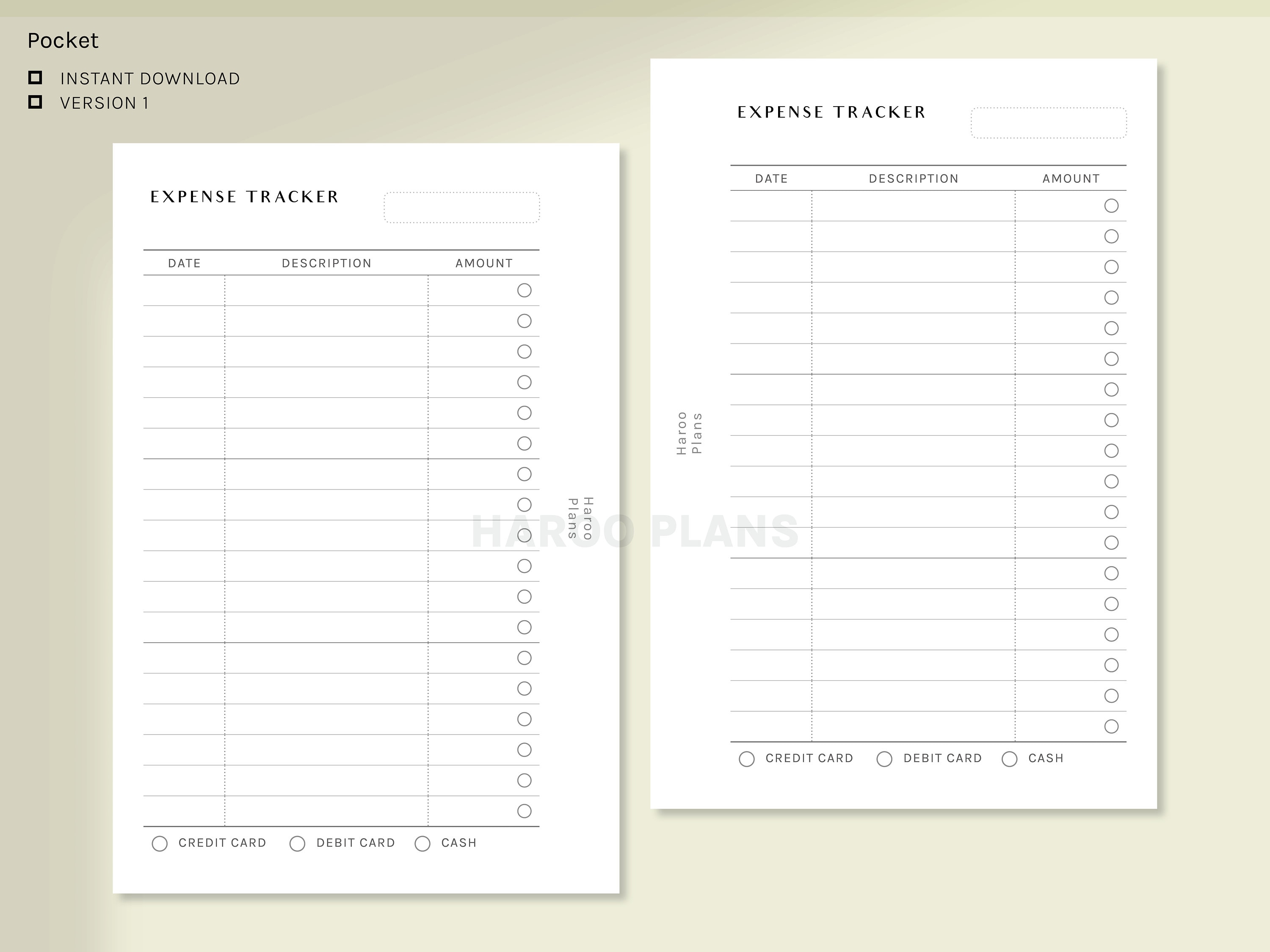 Expense Tracker | Pocket Ring Printable Planner Inserts | Spending Log ...