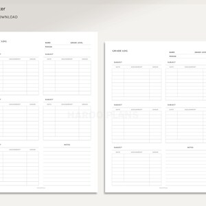 Grade Log Sheet | A4, US Letter Printable Planner Inserts | Homeschool ...