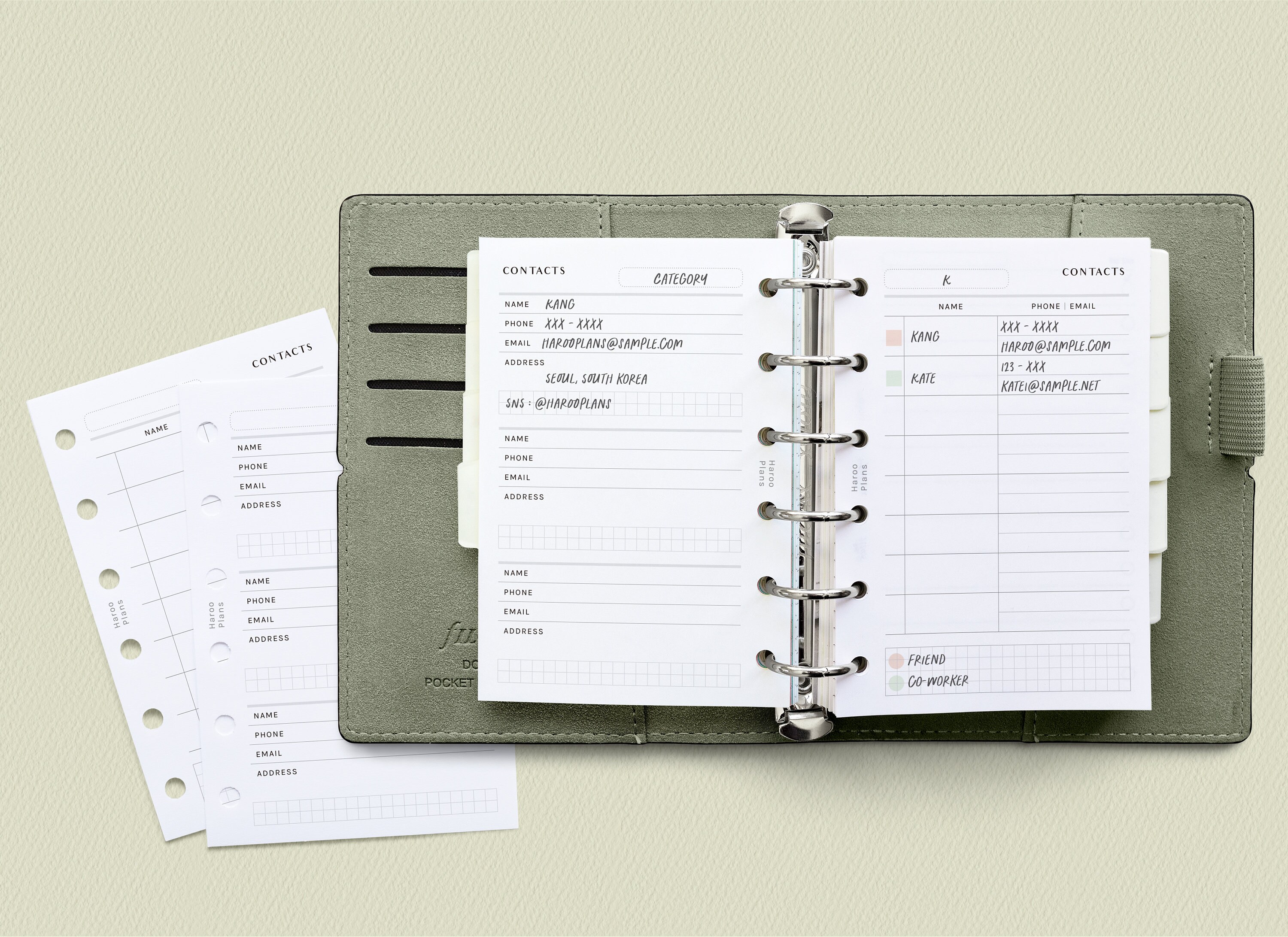 Contact List Sheet | Pocket Size Printable Planner Inserts | Phone ...