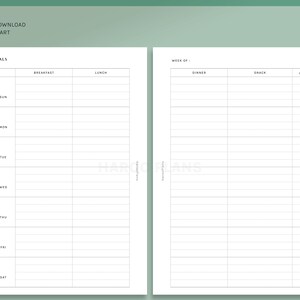 Weekly Meal Tracker | HP Mini Printable Happy Planner Inserts | Food ...