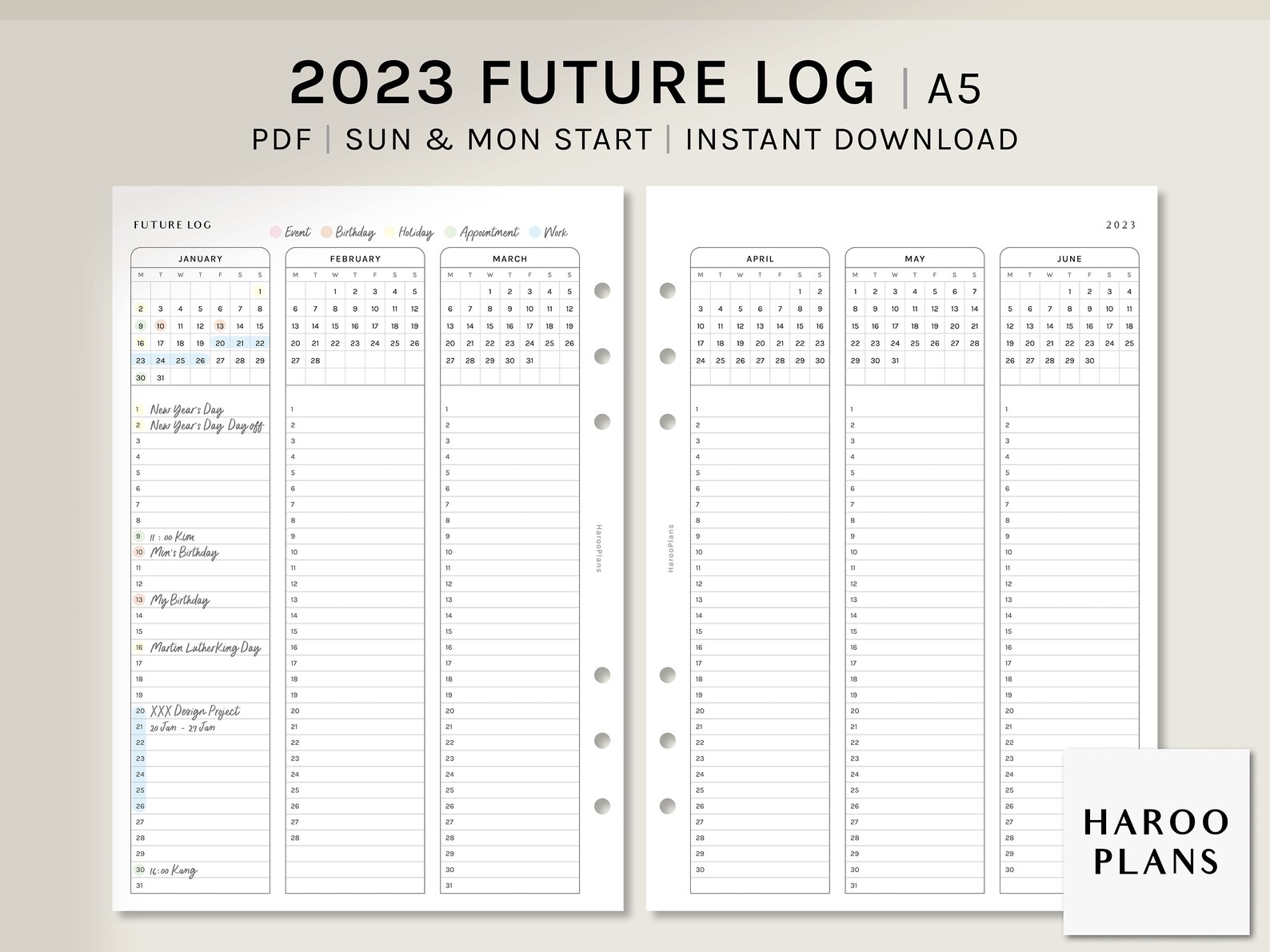 2023 Future Log A5 Printable Planner Inserts Yearly - Etsy Ireland