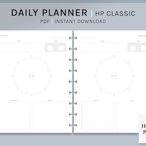 Dagelijks plan | HP Classic Printable Happy Planner inzetstukken | 24 uur schema sjabloon | Ongedateerde dag cirkeldiagram Organisator PDF | Digitale download