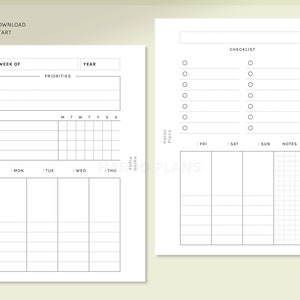 Week at a Glance | Pocket Ring Printable Inserts | Weekly Planner ...