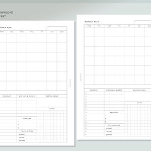 Monthly Overview | Half-letter Size Printable Planner Inserts | MO1P ...