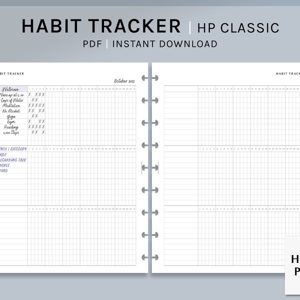 Habit Tracker | HP Classic Printable Happy Planner Inserts | Monthly Task Chores Log Template | Month Habit Challenge PDF | Digital Download