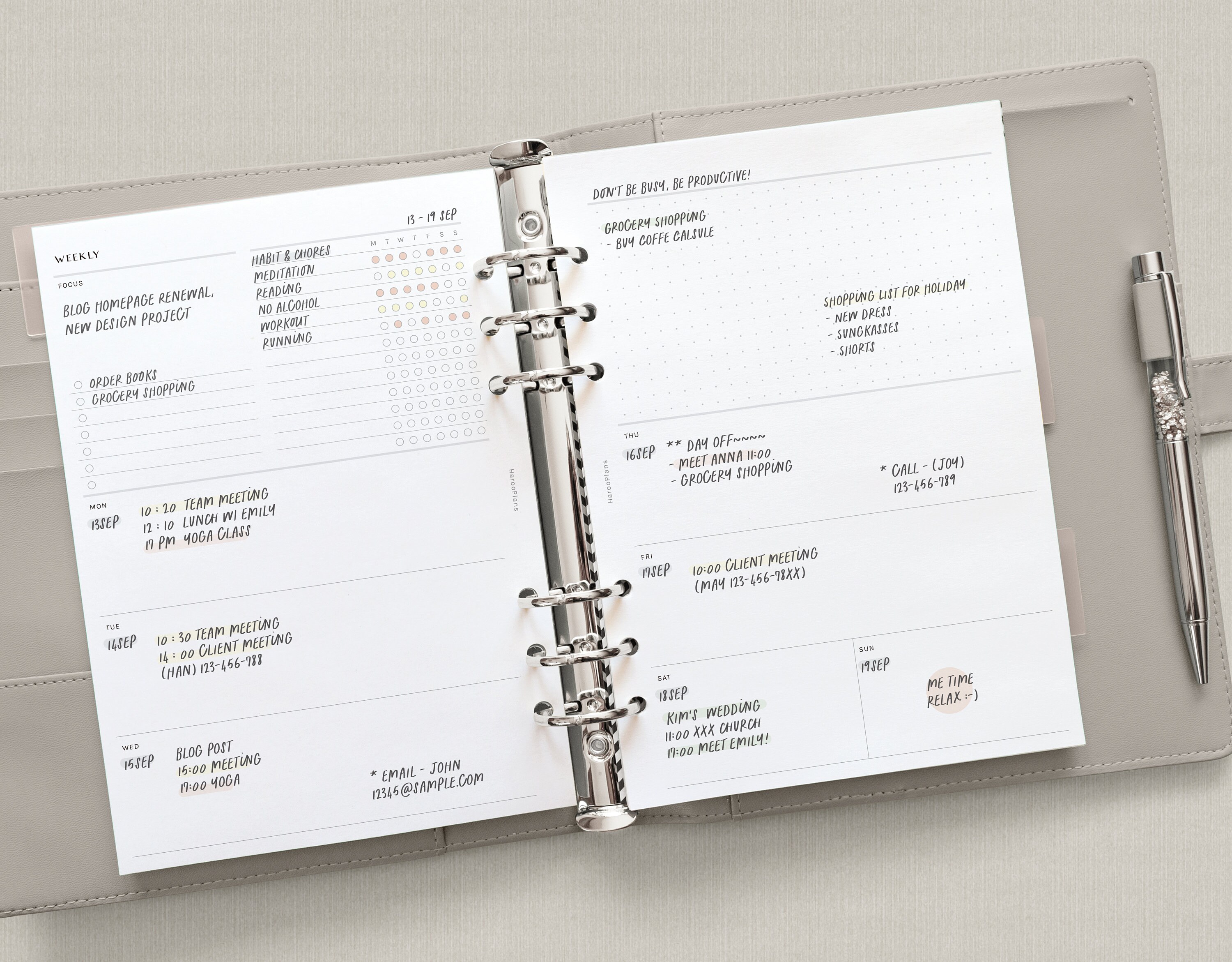 Simple Weekly | A5 Printable Planner Inserts | Monday Start | Undated ...