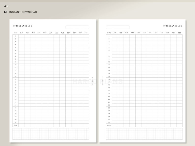 Attendance Log Sheet A5 Printable Planner Inserts - Etsy
