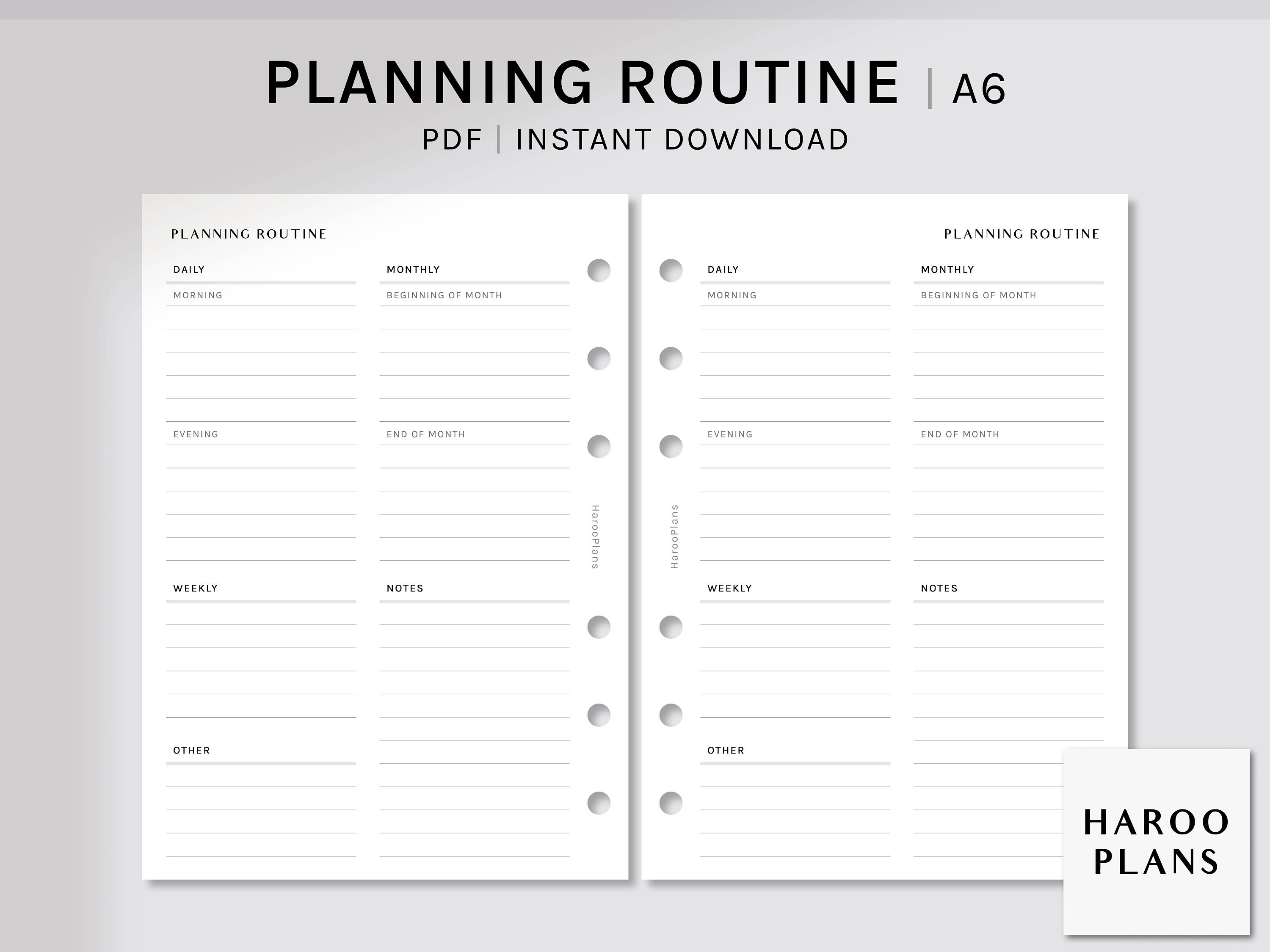 Planning Routine | A6 Printable Planner Inserts | Organizer Setting ...