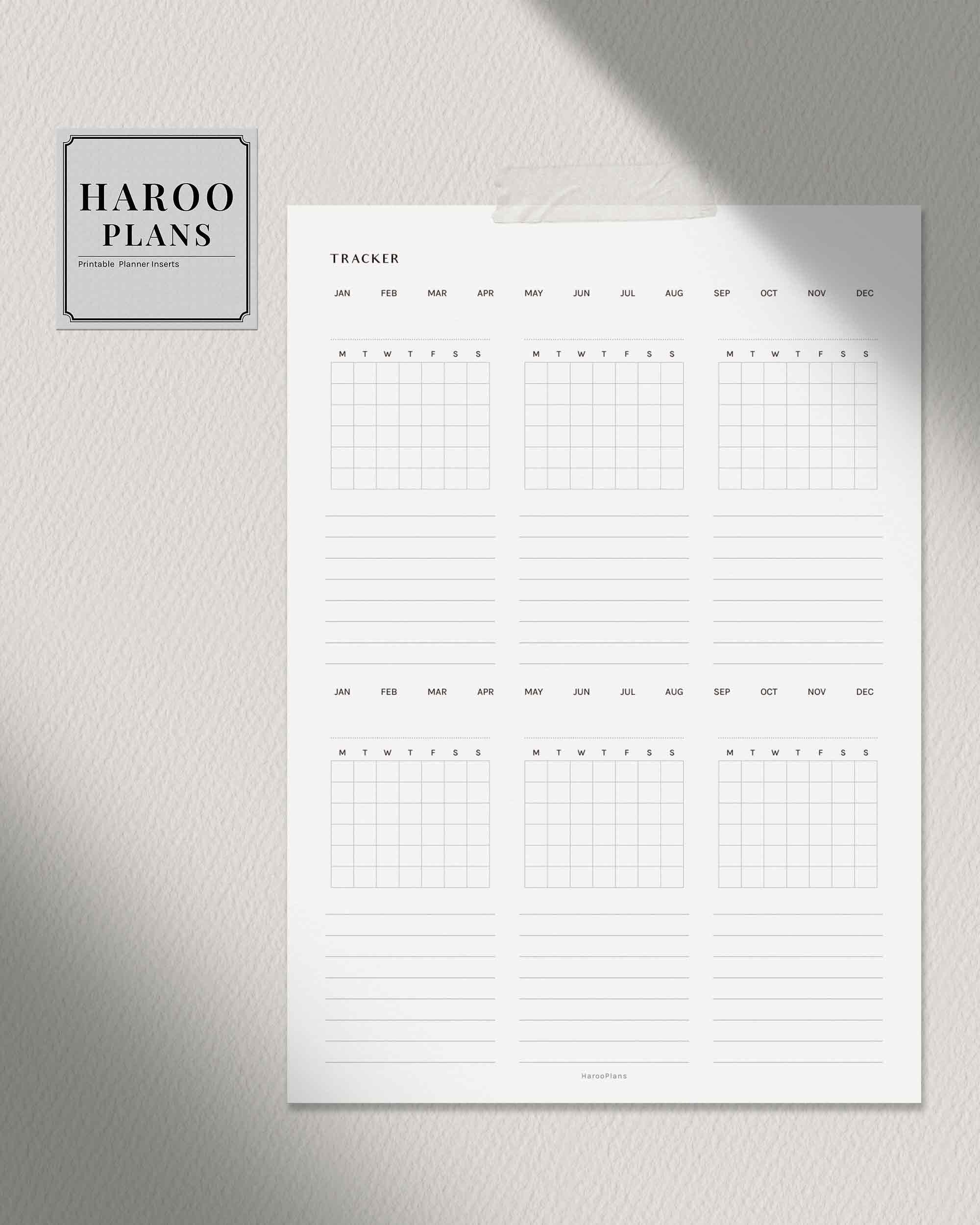 Monthly Tracker | A4, US Letter Printable Planner Inserts | Task Log ...
