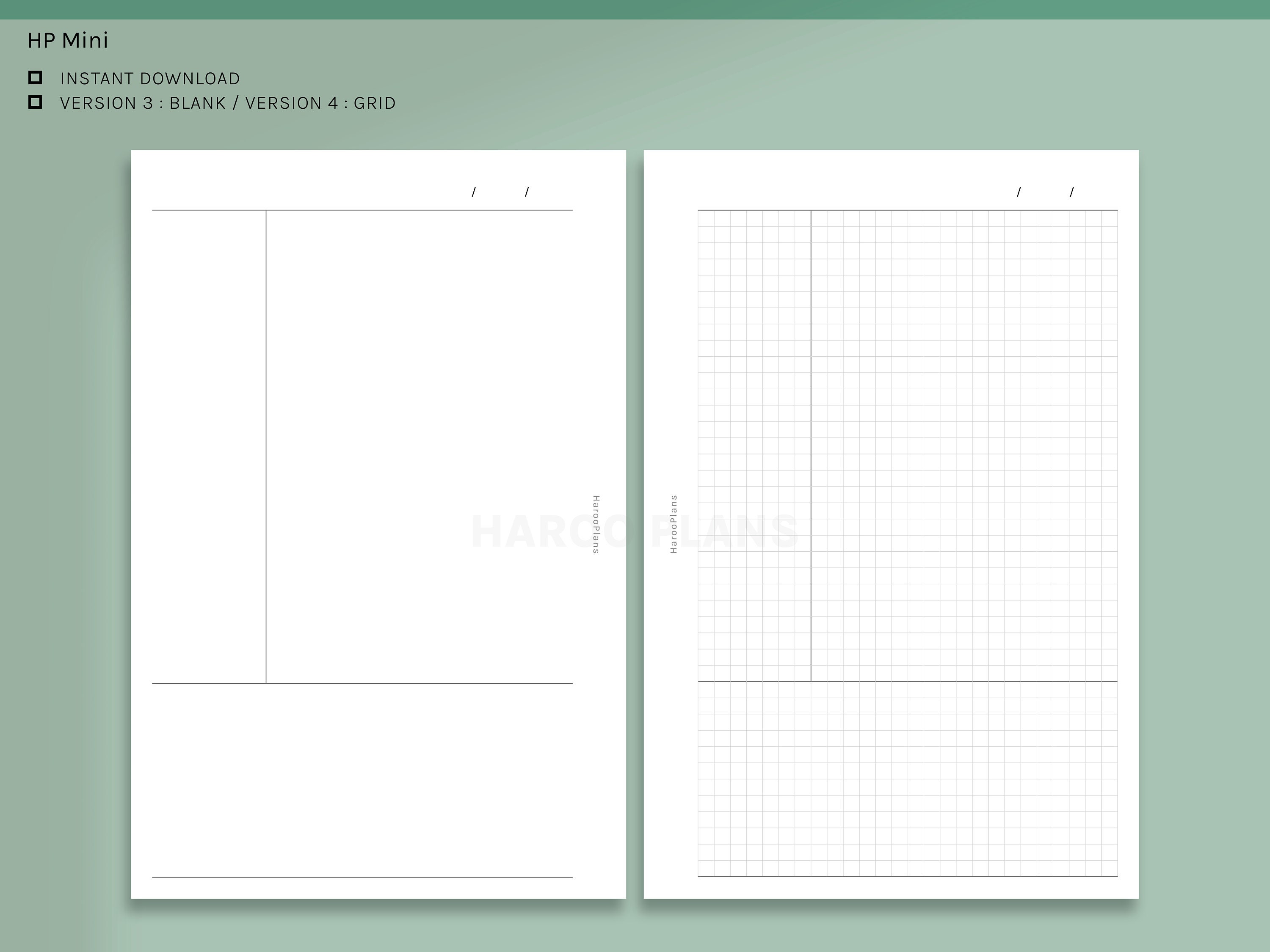 Cornell Notes | HP Mini Printable Happy Planner Inserts | Grid, Blank ...