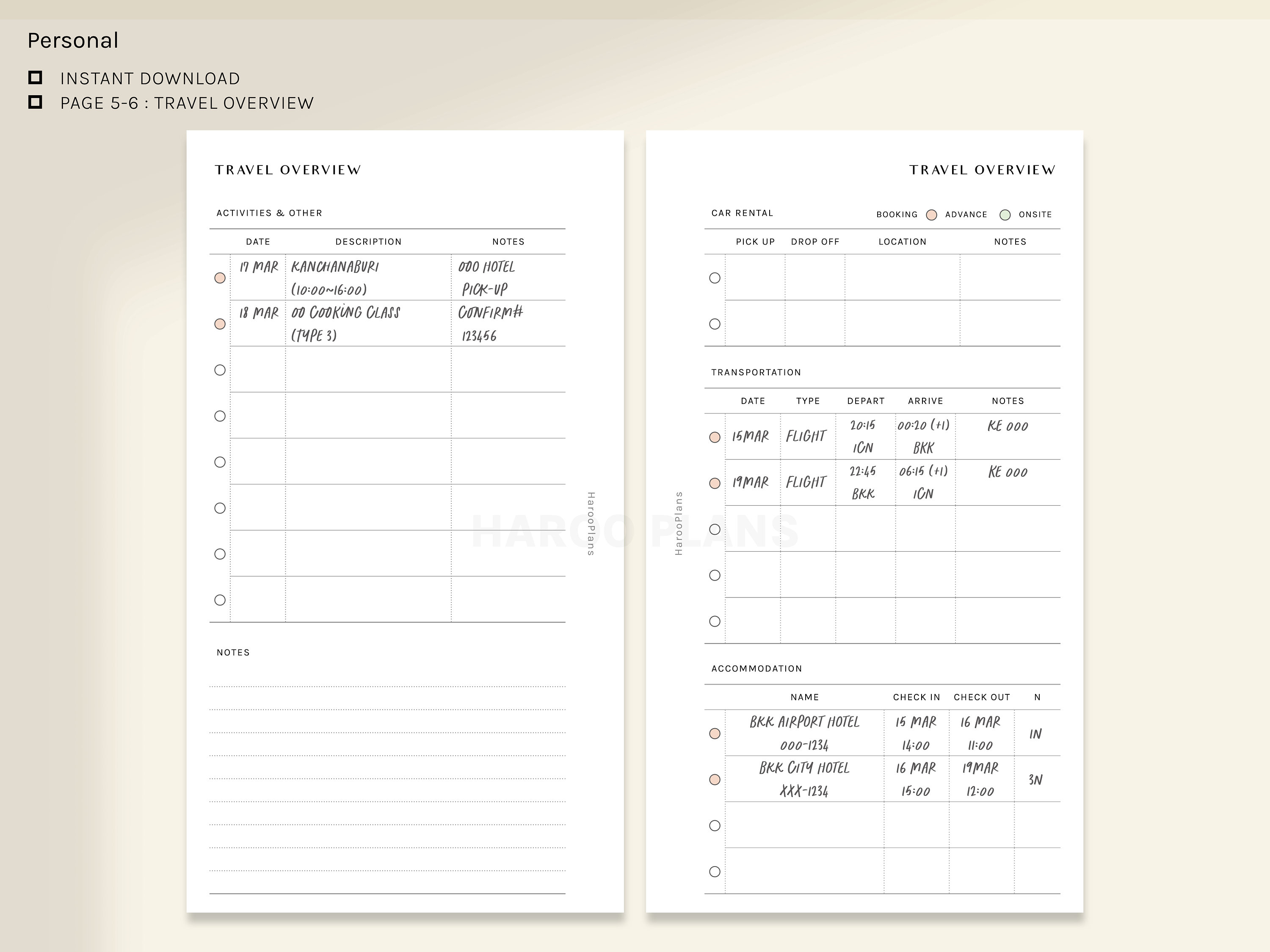 Travel Planner Bundle | Personal Printable Inserts | Trip Itinerary ...
