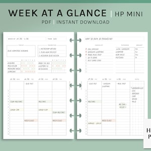 Woche auf einen Blick | HP Mini Printable Happy Planner Einlagen | Wochenübersicht Organizer | WO2P Habit Chores Tracker PDF | Digitaler Download