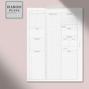 Monthly | B6 Rings Printable Planner Inserts | Month at a Glance ...