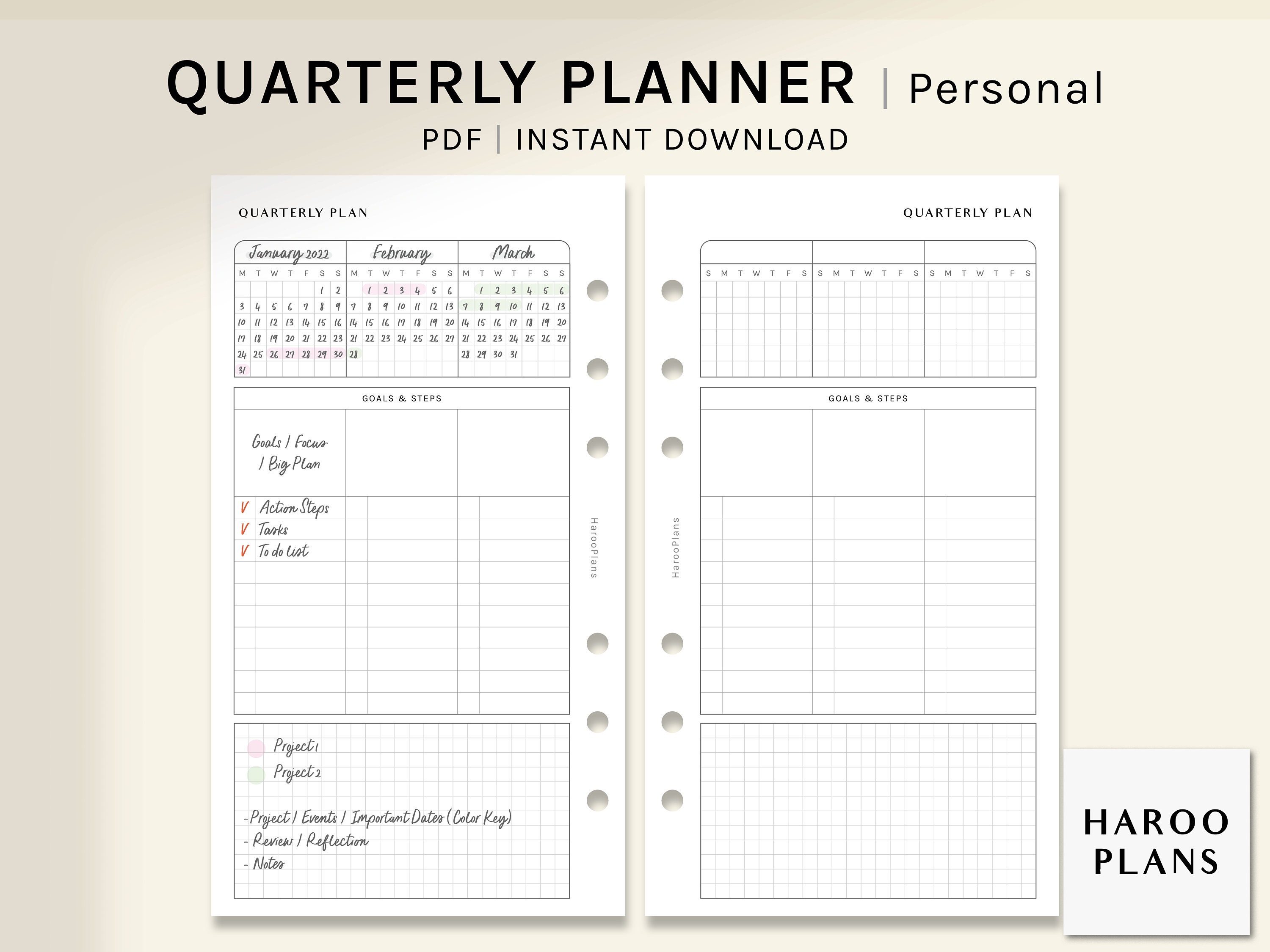 Important Dates: Personal Planner inserts - Minimal 6 Ring Agenda