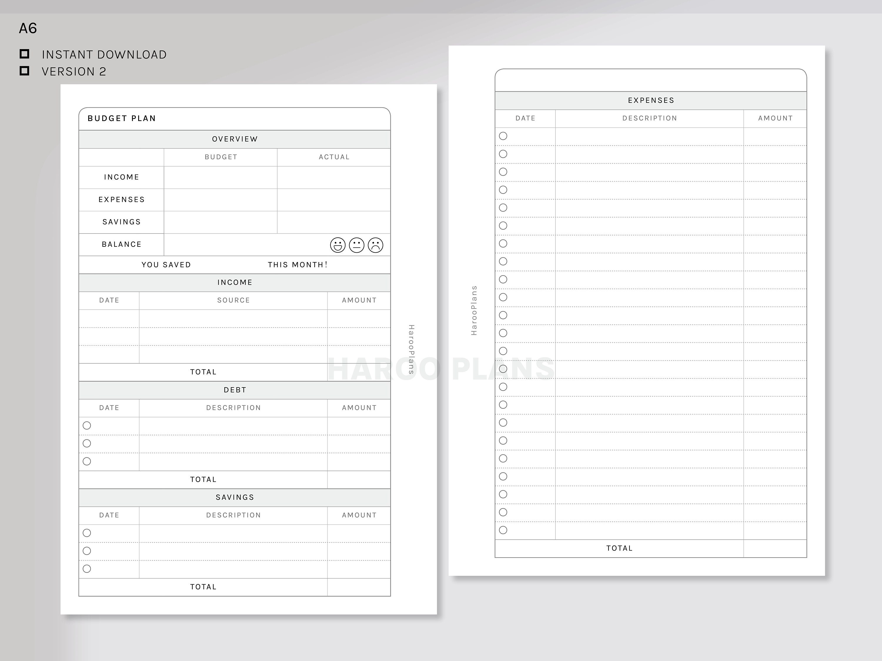 Budget Planner | A6 Printable Planner Inserts | Finance Template Sheet ...