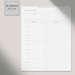 3 and 5 Year Goal Planner | A4, US Letter Printable Inserts | Life ...