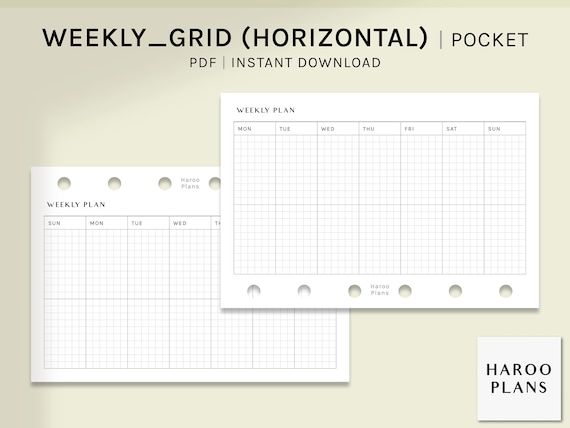 Weekly Planner Pocket Size Printable Inserts Undated | Etsy