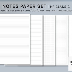 Basic Notes Papier Set | HP Classic Happy Kalender-Einlagen | Studie Notizen Vorlage | Gitter, Punkt, Linie Memo Seite PDF | Digitaler Download