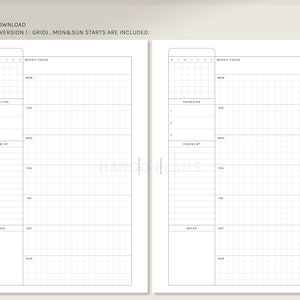 Undated Weekly Planner | A5 Printable Planner Inserts | WO1P Layout ...