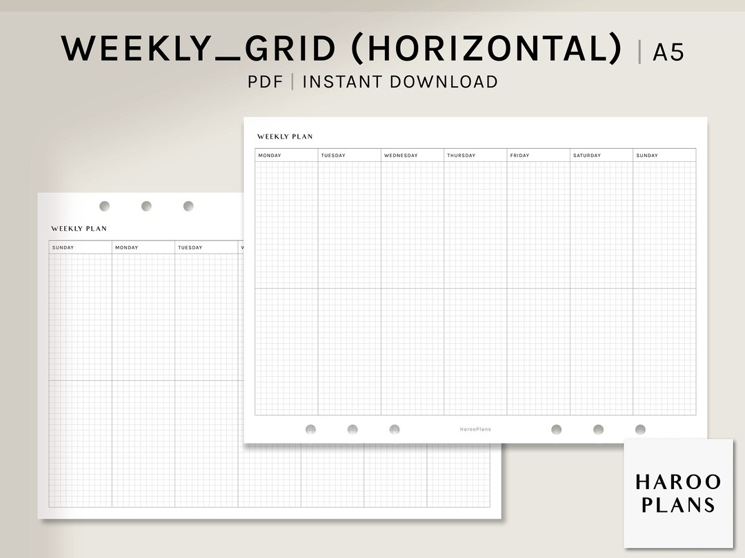 Weekly Planner | A5 Printable Inserts | Weekly Organizer Template ...