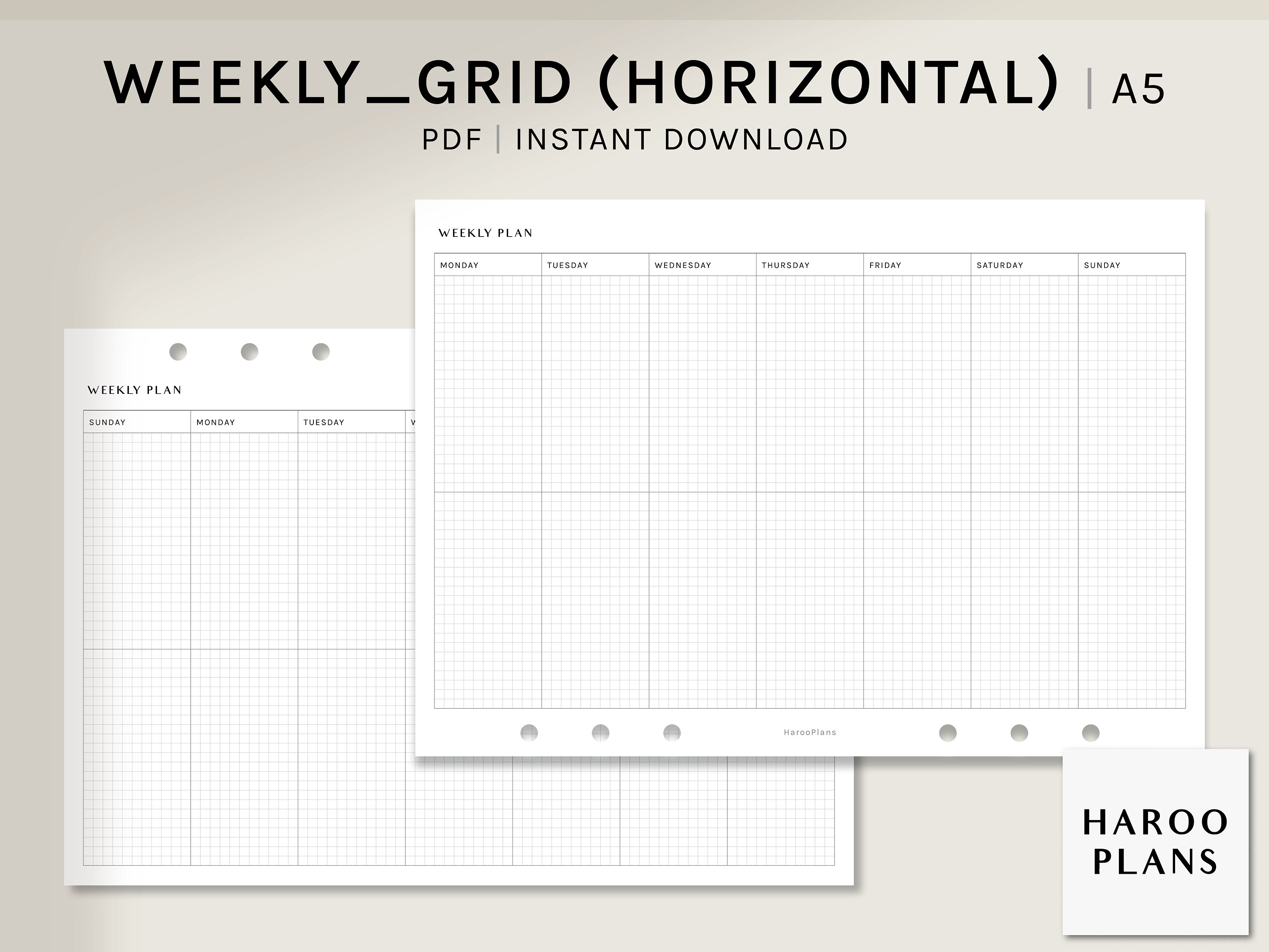 Weekly Planner | A5 Printable Inserts | Weekly Organizer Template ...