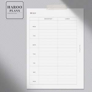 Weekly Meal Tracker | A6 Printable Planner Inserts | Food Log Template ...