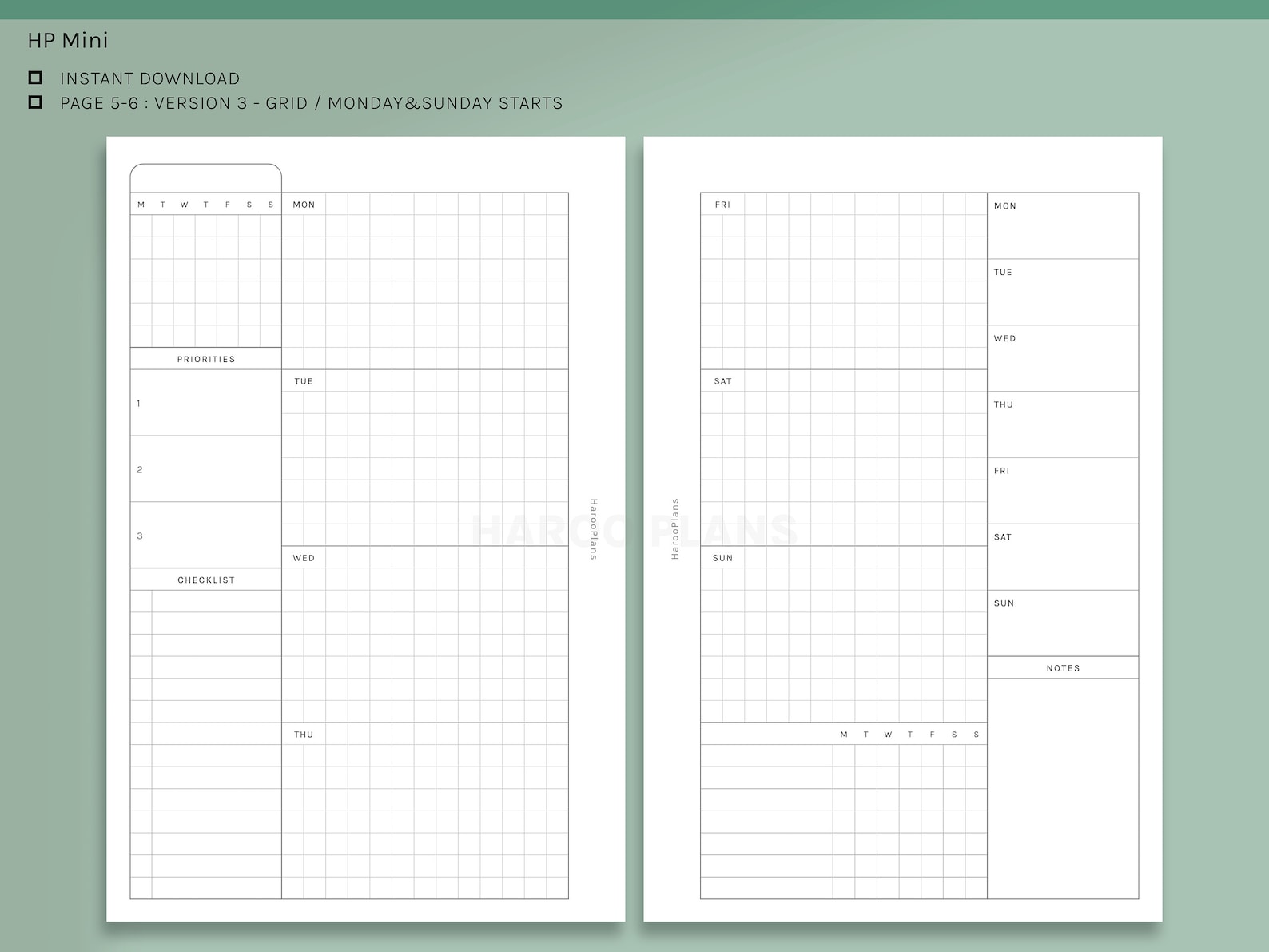 Undated Weekly | HP Mini Printable Happy Planner Inserts | WO2P ...
