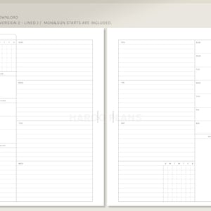 Undated Weekly | A5 Printable Planner Inserts | WO2P Schedule Template ...