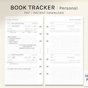 Book Tracker / Inserti planner stampabili a dimensione personale / Modello di registro dei progressi di lettura PDF / Foglio tracker delle abitudini di lettura / Download digitale