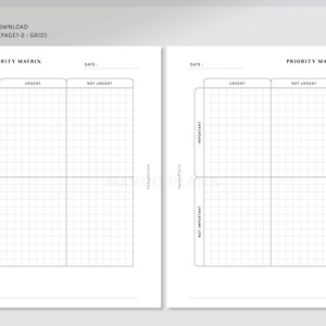 Priority Matrix | A6 Printable Planner Inserts | Urgent Important ...