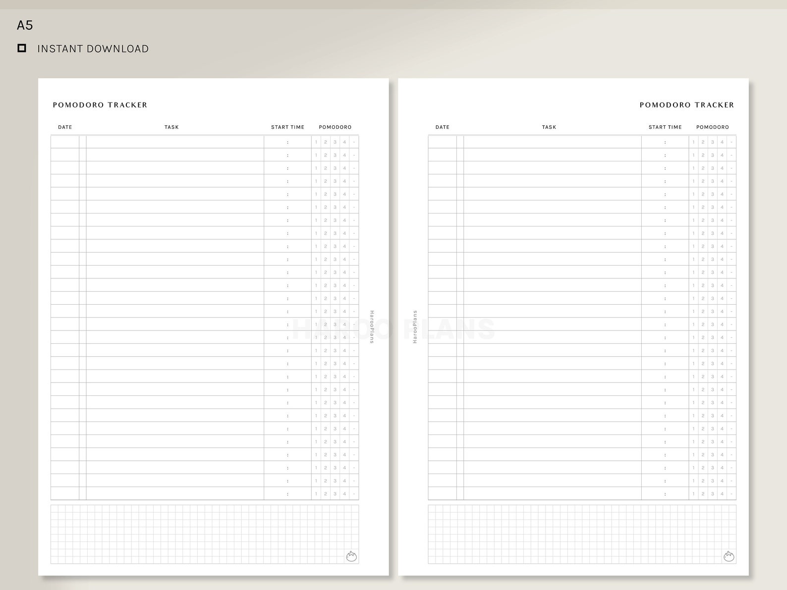 Pomodoro Tracker A5 Printable Planner Inserts Time - Etsy