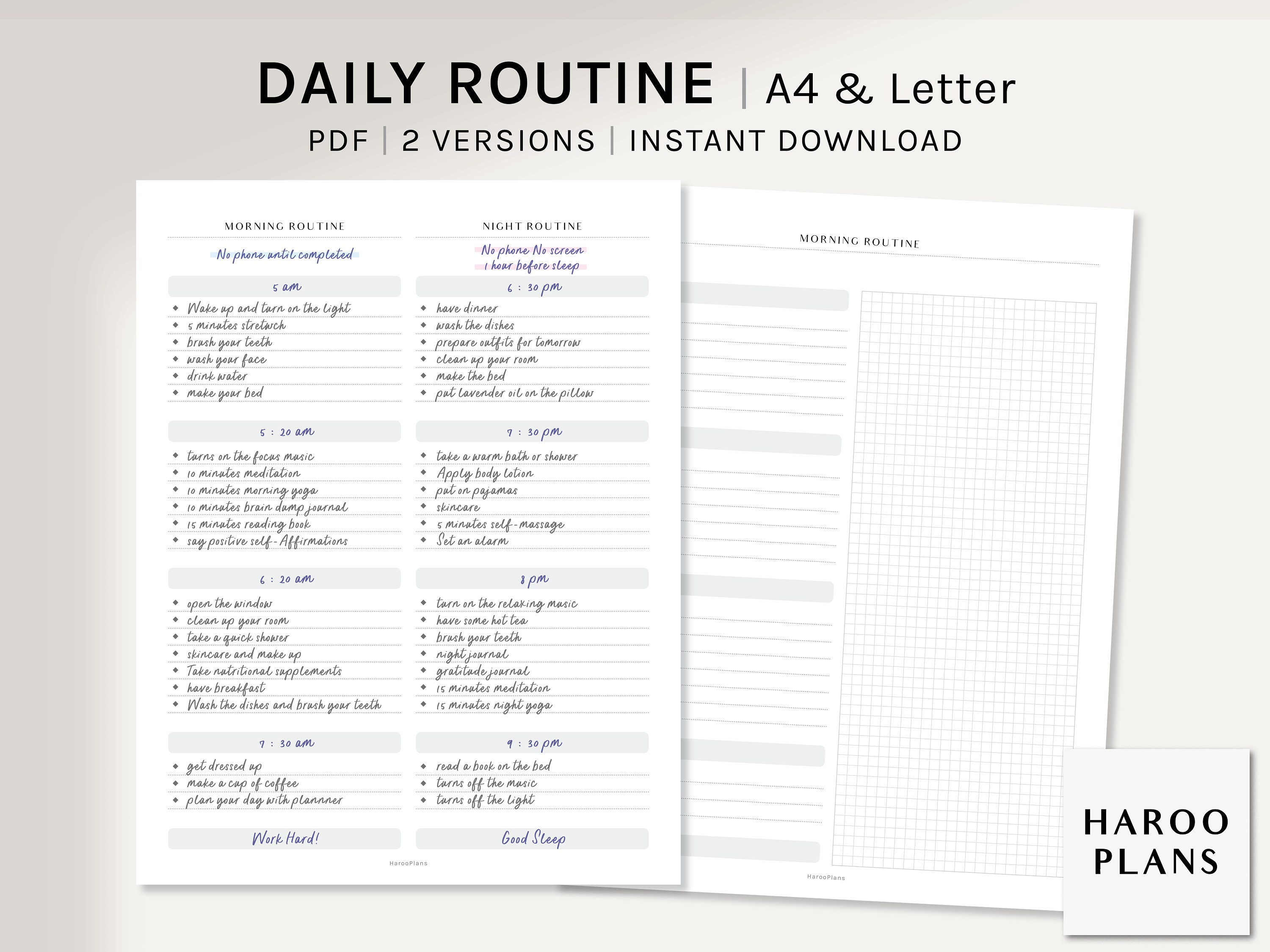 Daily Routine A4 US Letter Printable Planner Inserts | Etsy India
