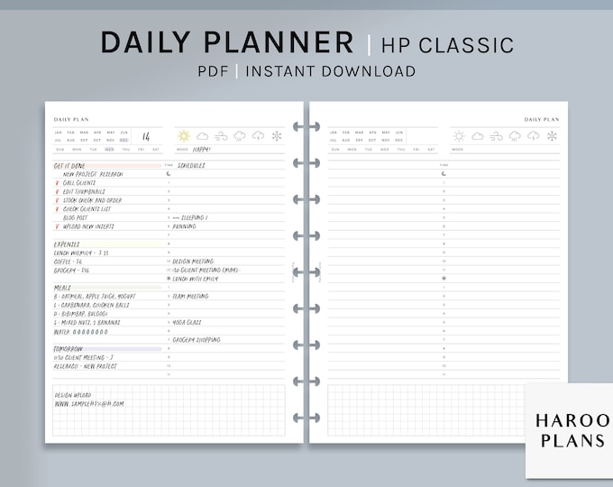 Time Log | HP Classic Printable Happy Planner Inserts | Work Activity ...