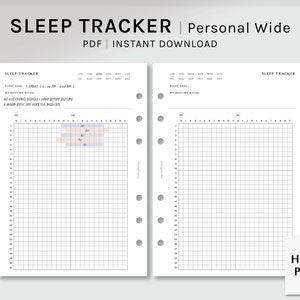 Sleep Tracker Sheet | Personal Wide Printable Planner Inserts | Sleeping Time Log Template | Health Routine Journal PDF | Digital Download