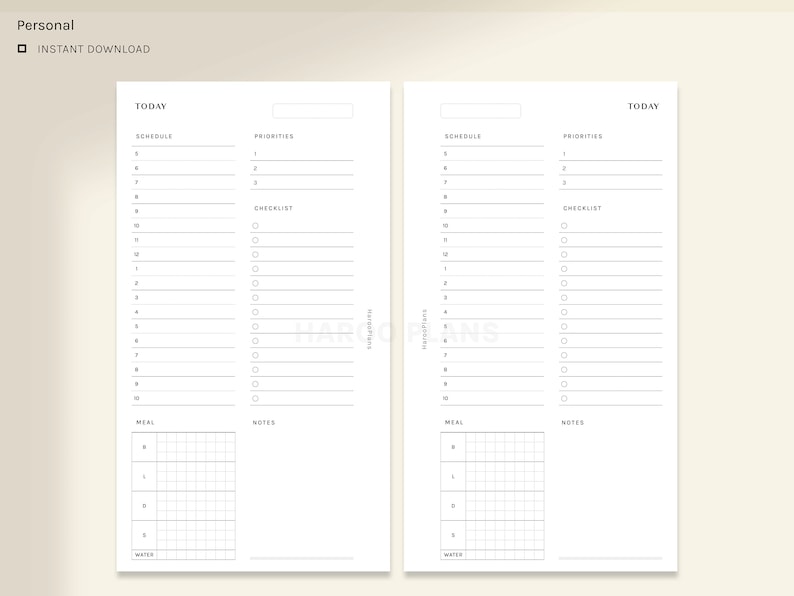 Undated Daily Planner | Personal Size Printable Inserts | Schedule ...